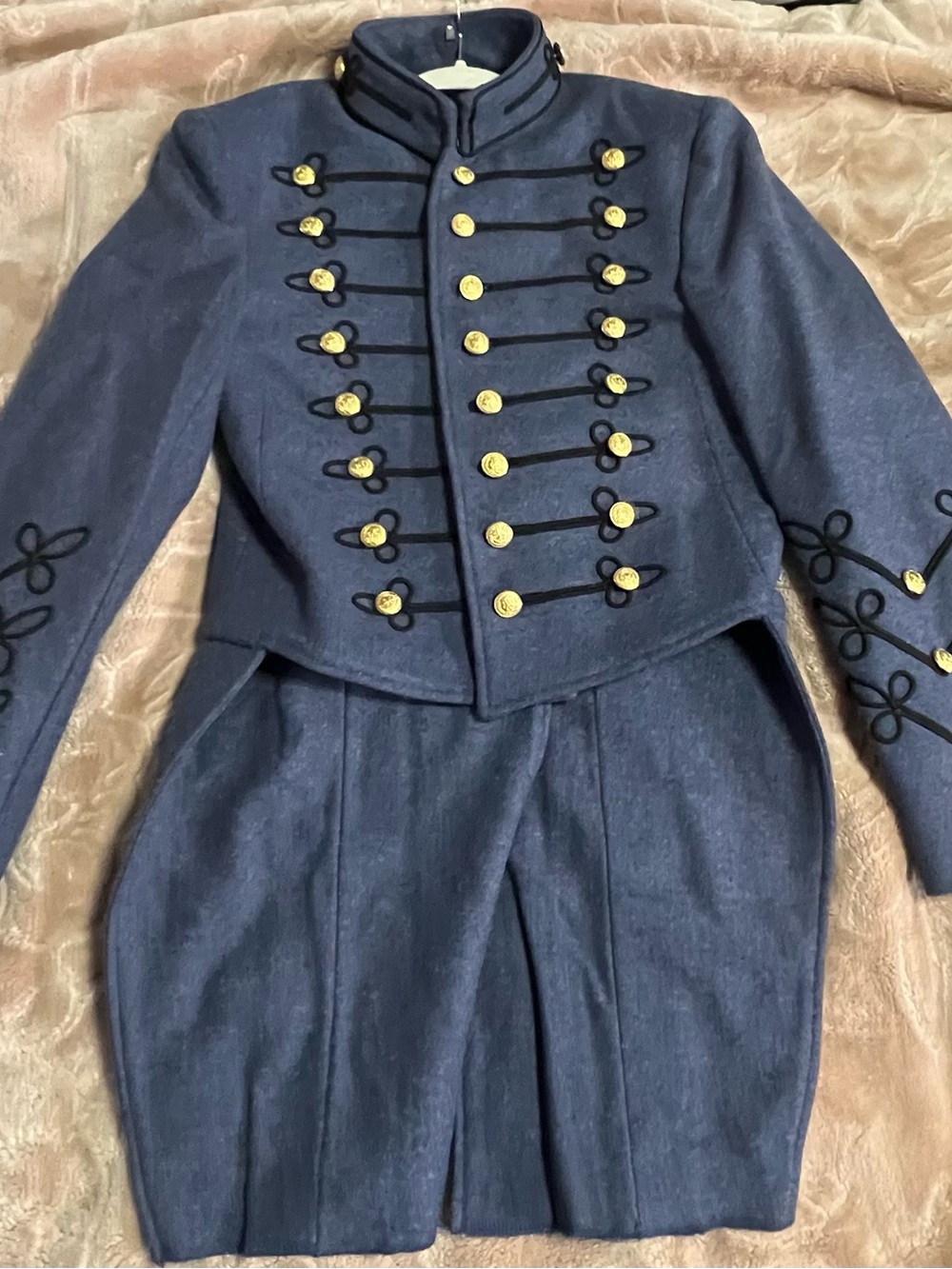 Navy Military-Style Brass Button Jacket